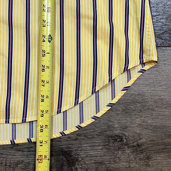 Robert Graham Yellow Striped Button Up Long Sleeve Flip Cuff Shirt - Men's Large - Picture 10 of 10